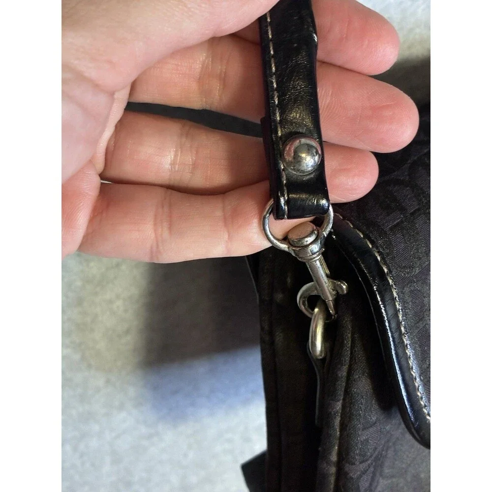 Giani Bernini Y2K 90s Purse Shoulder Bag Black VTG Monogram Baguette Pockets